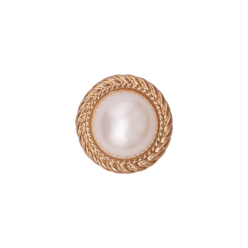 Round Shape Decorative Rounded Rim Shiny Gold Pearl Buttons