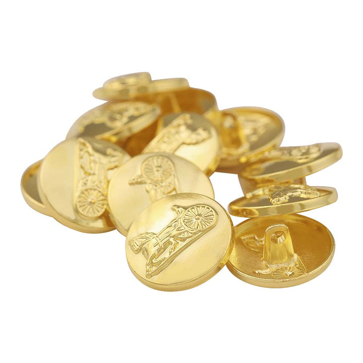 Eye Catching Shiny Bright Gold Chariot Design Metal Buttons