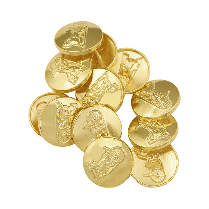 Eye Catching Shiny Bright Gold Chariot Design Metal Buttons