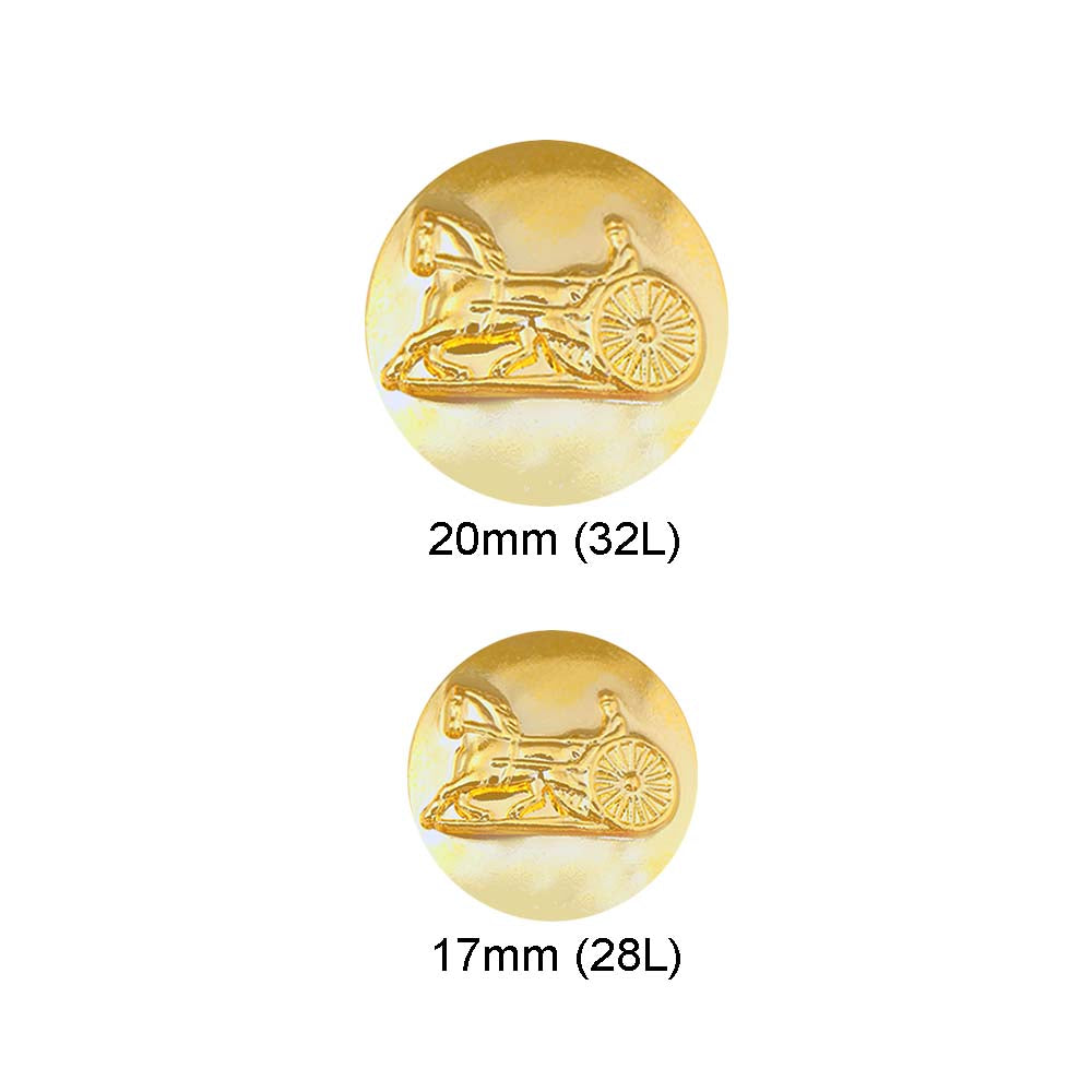 Eye Catching Shiny Bright Gold Chariot Design Metal Buttons