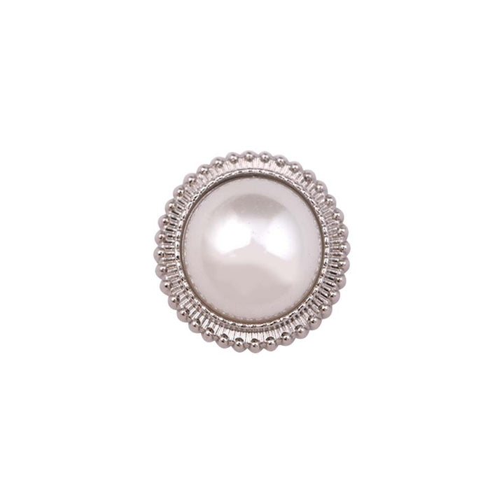 Round Shape with Scalloped Edges Shiny Silver Metal Button