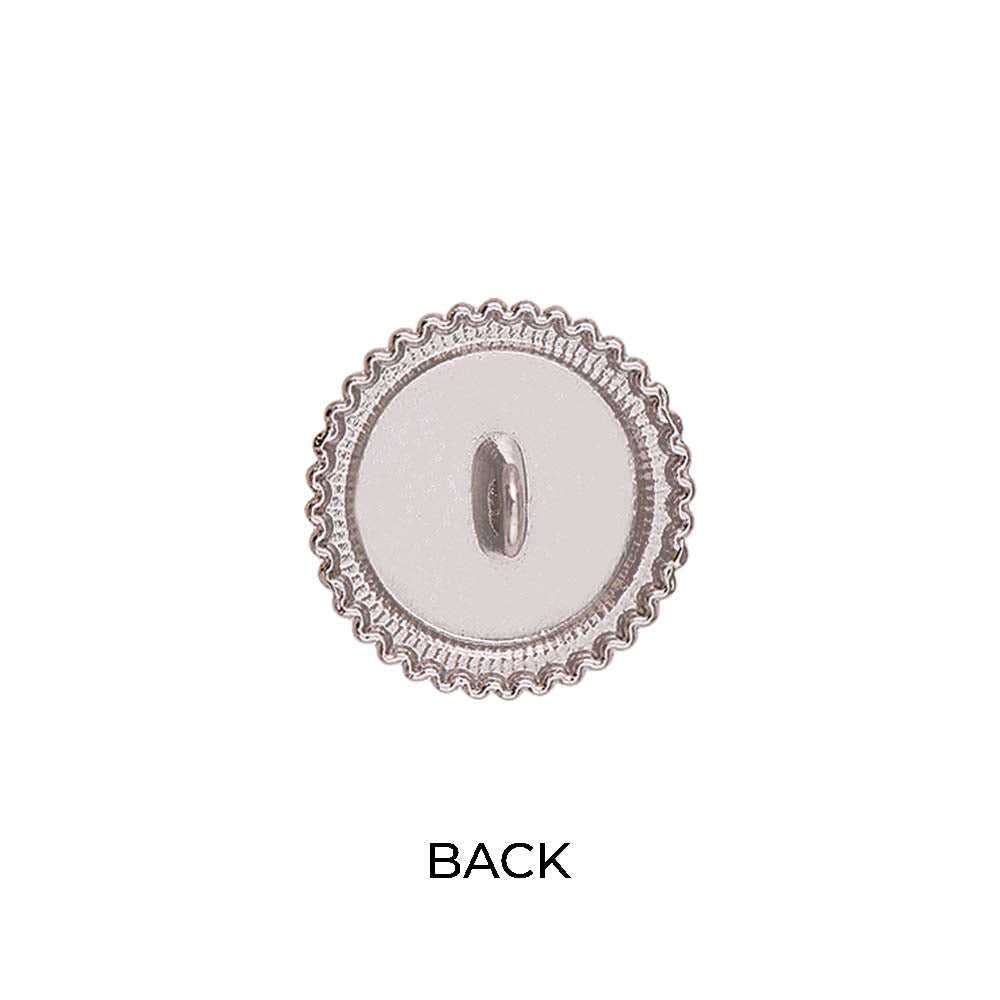 Round Shape with Scalloped Edges Shiny Metal Button