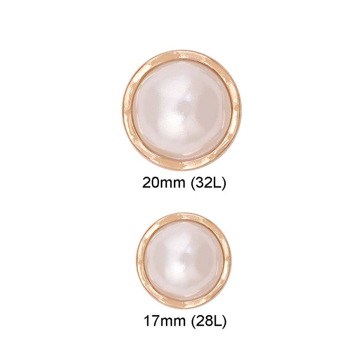 Round Shape Decorative Scalloped Rim Shiny Gold Pearl Buttons