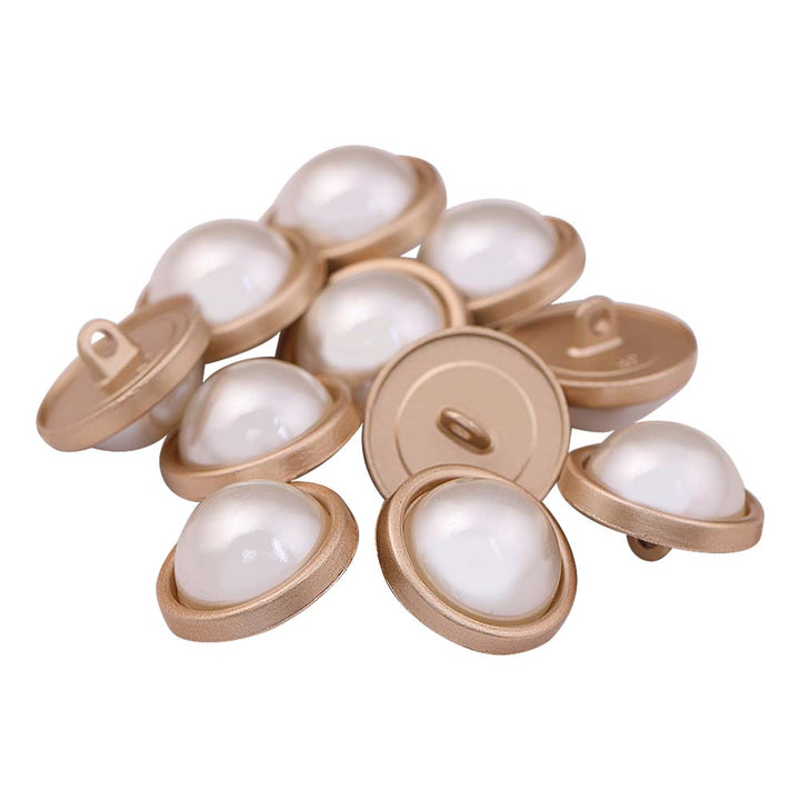 Plain Rounded Rim Matte Gold Pearl Buttons