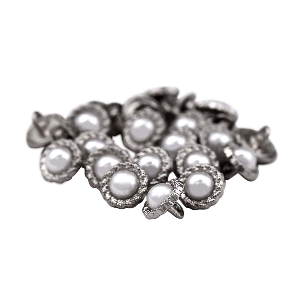 10mm (16L) Round Shape Shiny Decorative Rim Pearl Buttons
