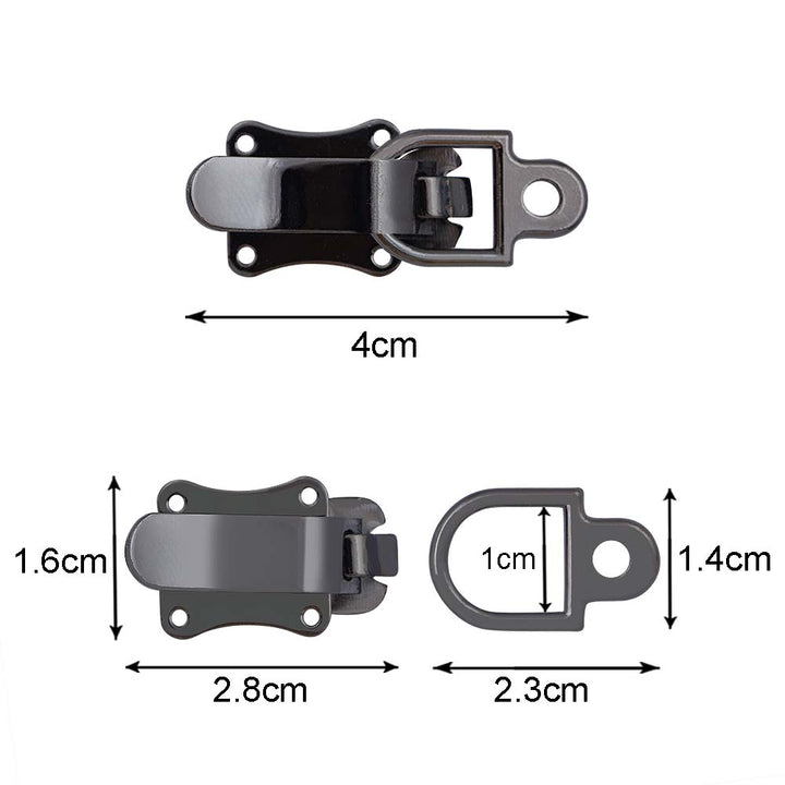 Small Openable Shiny Gunmetal Clip Lock with D Ring