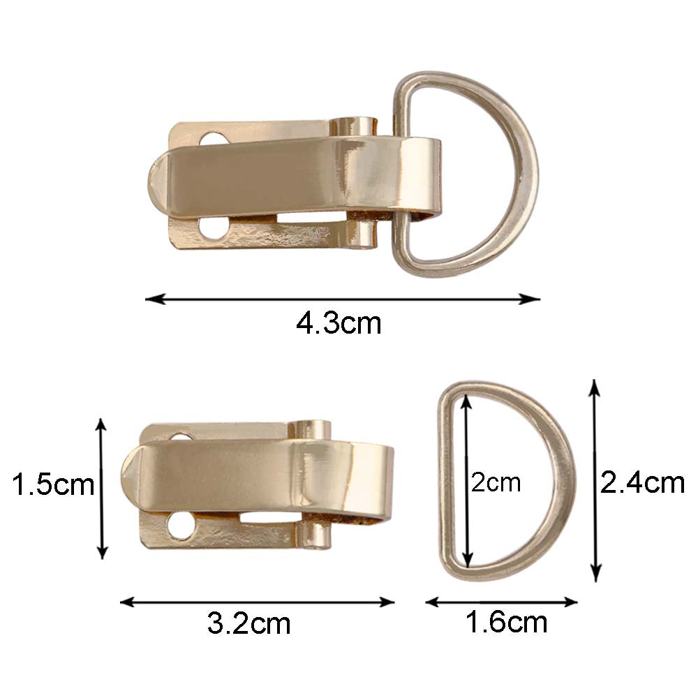 Openable Shiny Light Gold Metal Clip Lock with D Ring