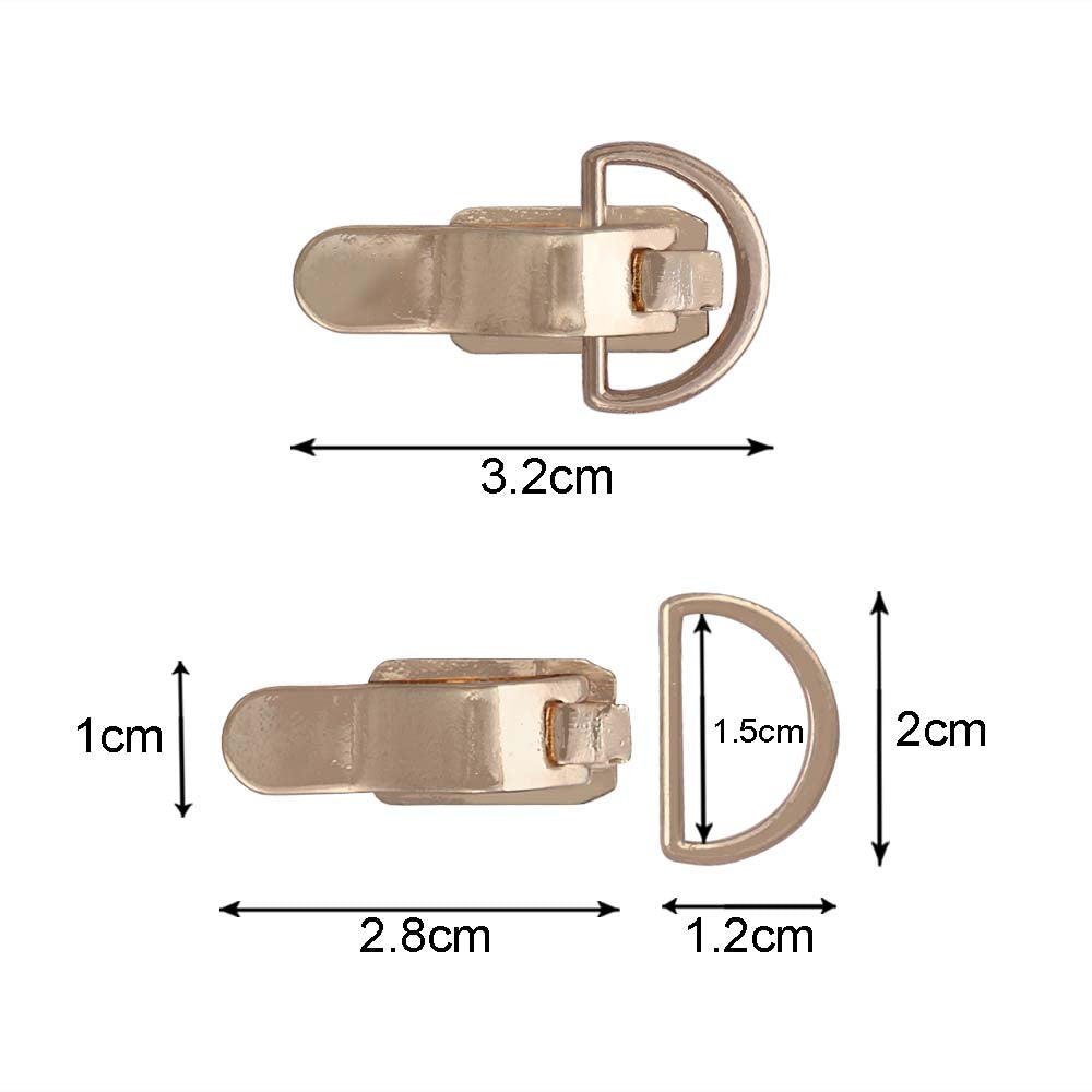 Small Openable Shiny Gold Metal Clasp Clip Detail Accessory with D Ring