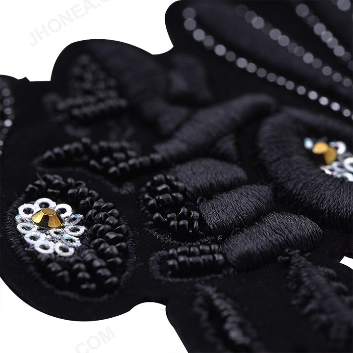 Black Tarantula Beaded Sequins Embroidery Patch