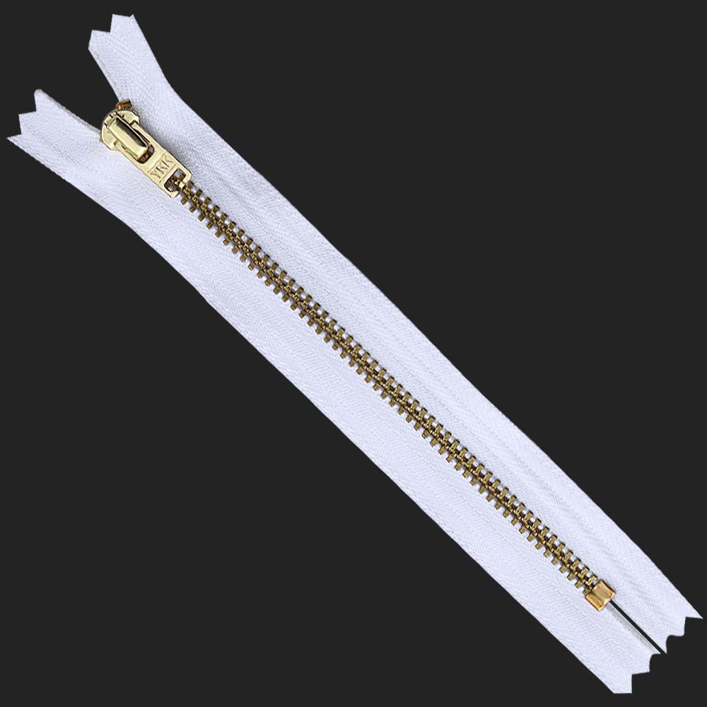 YKK- #5 White Tape with Gold Teeth Open-End & Closed-End YKK Zipper