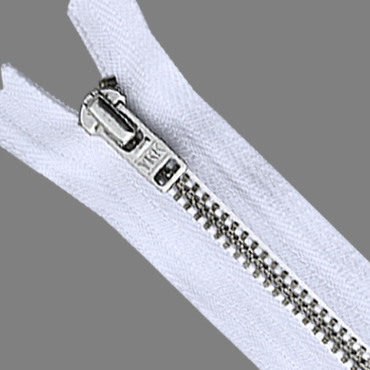 YKK- #5 White Tape with silver Teeth Open-End & Closed-End YKK Zipper