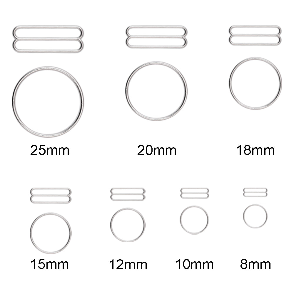 Nylon Bra Strap Adjuster O Ring & Slider 12mm and Various Size