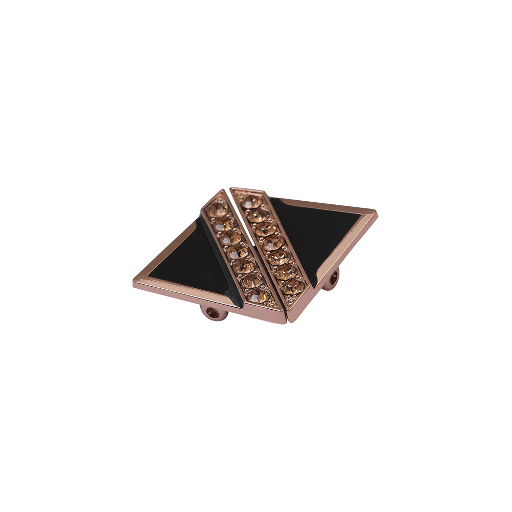Shiny Gold with Black Enamel Diamond Clasp Belt Buckle