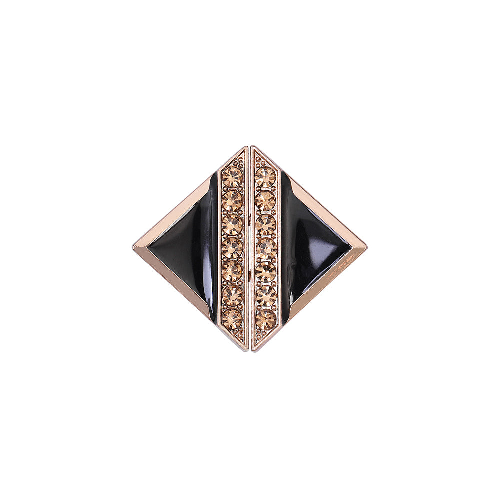 Jhonea Shiny Gold with Black Enamel Diamond Clasp Belt Buckle