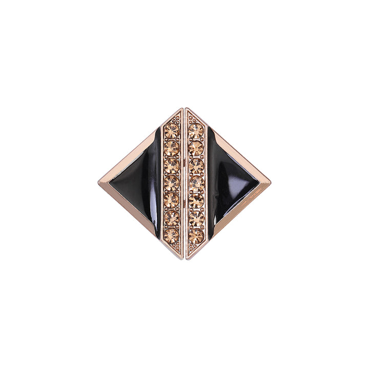 Jhonea Shiny Gold with Black Enamel Diamond Clasp Belt Buckle