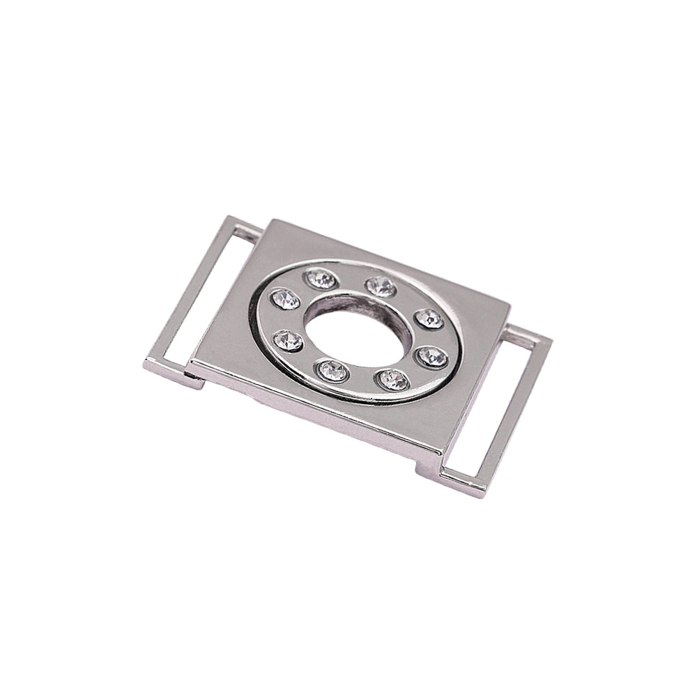 Shiny Chrome Finish Frame Style Diamond Closure Clasp Buckle