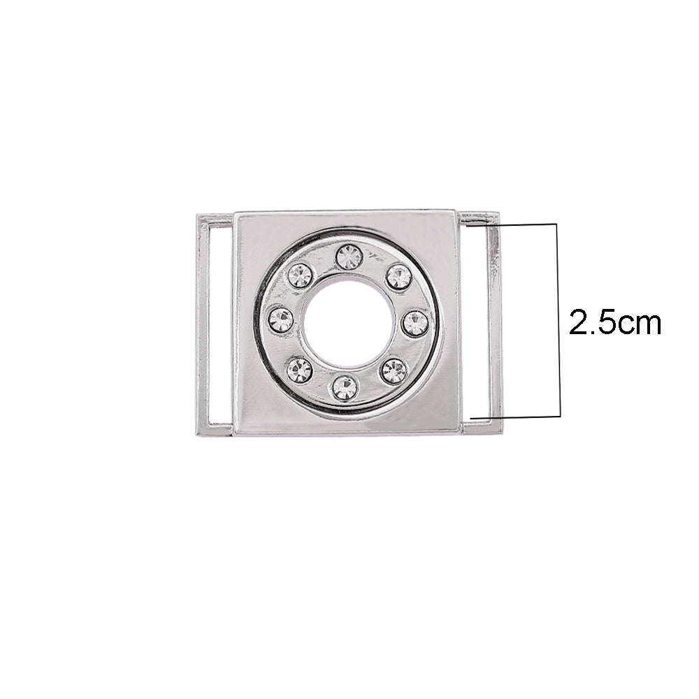 Jhonea Shiny Silver Chrome Finish Frame Style Diamond Closure Clasp Buckle
