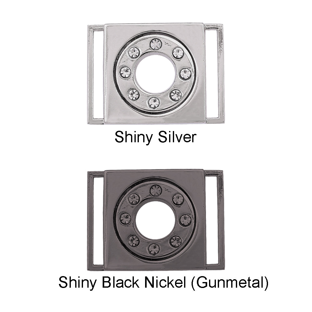 Jhonea Shiny Silver Chrome Finish Frame Style Diamond Closure Clasp Buckle 