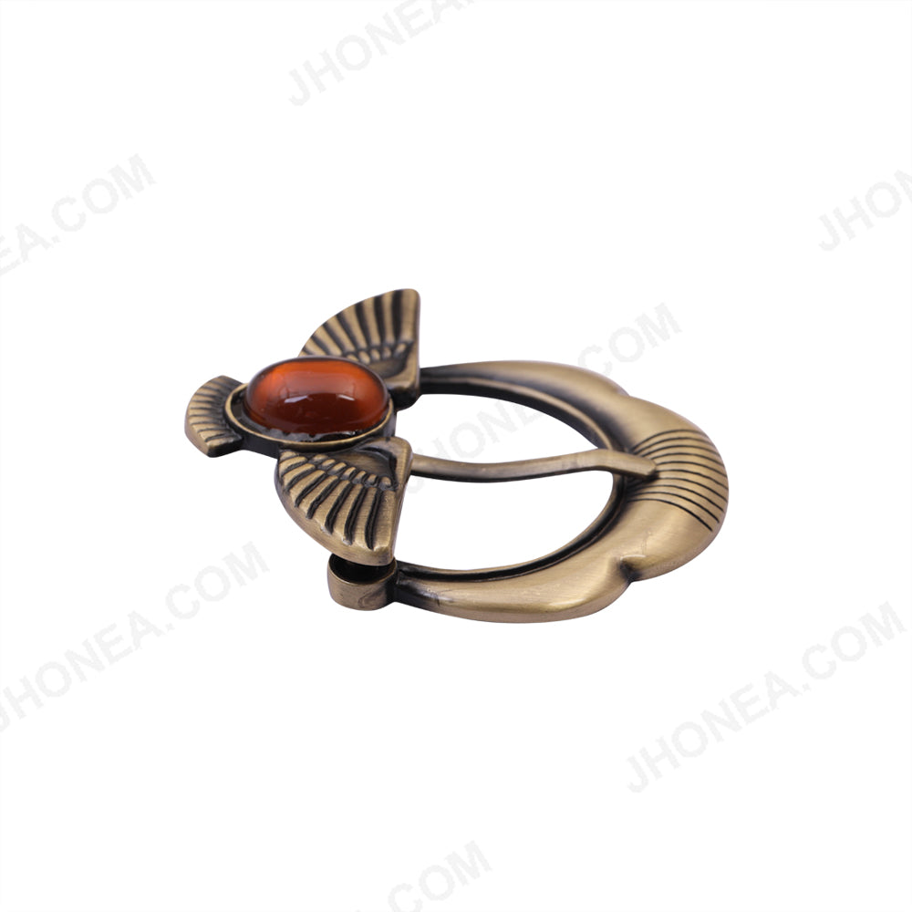 Shiny Antique Brass Bead Accent Egyptian Style Prong Buckle
