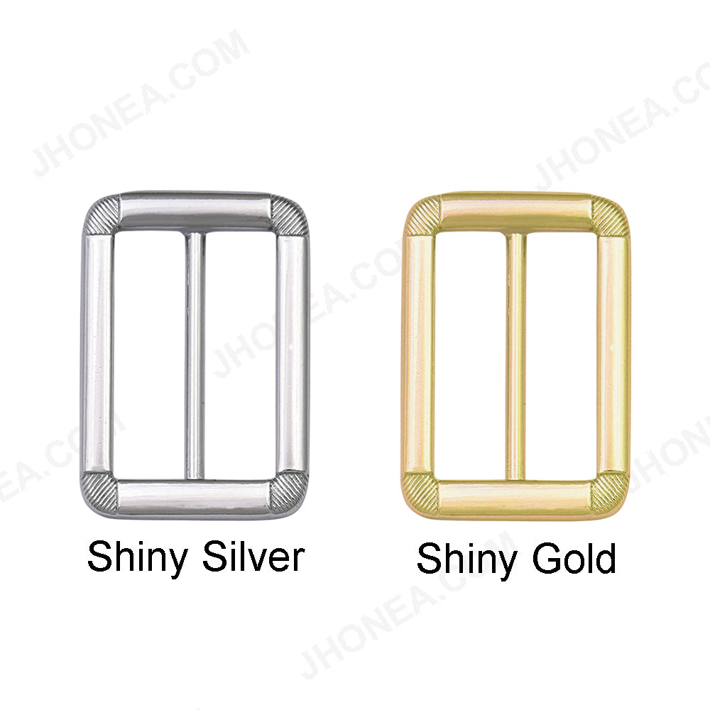 Adjustable Webbing Strap Tri-Glide Slider Shiny Silver/Gold Metal Buckle