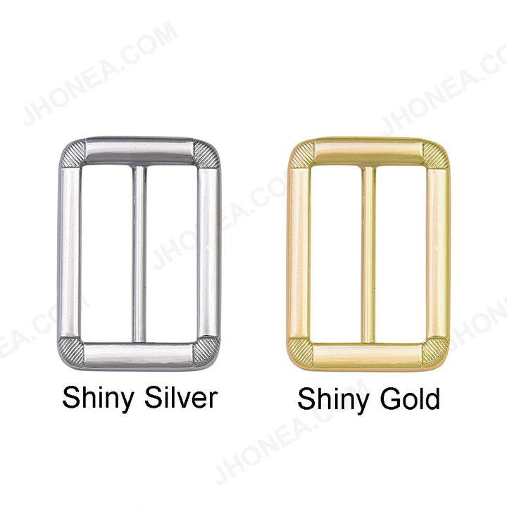 Adjustable Webbing Strap Tri-Glide Slider Shiny Silver/Gold Metal Buckle