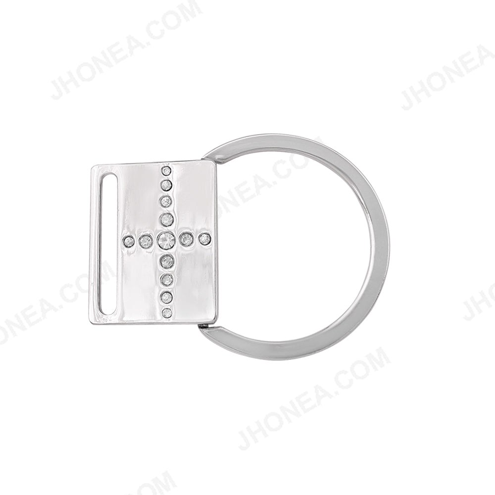 Jhonea Shiny Silver Chrome Finish Diamond Frame Buckle