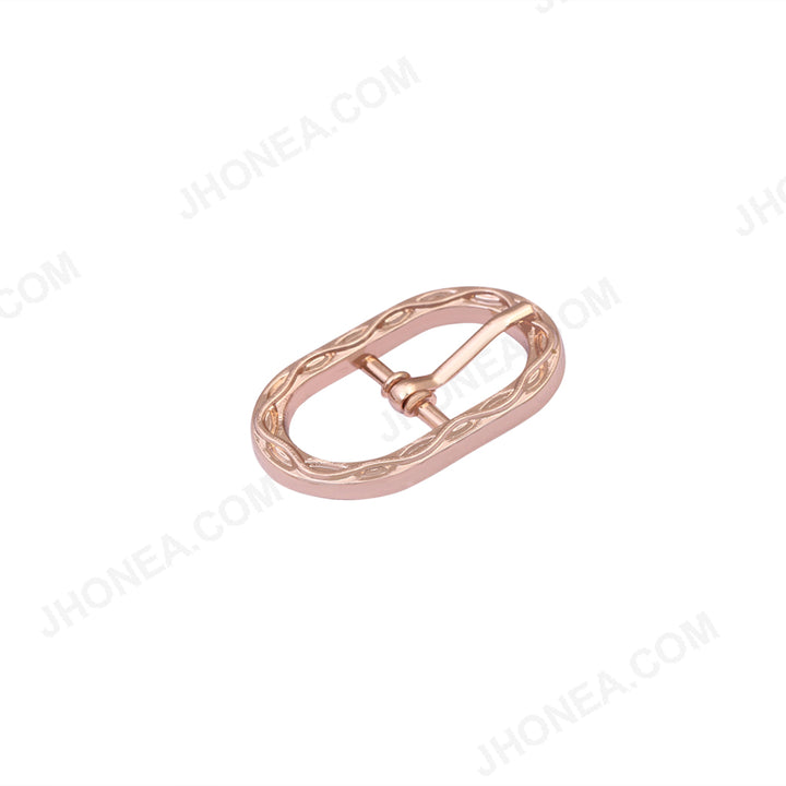 Oval Shape Shiny Gold Accent Border Prong Cinch Buckle