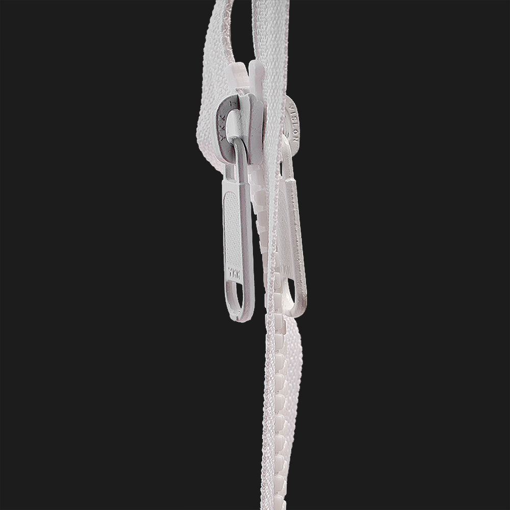 #5 YKK Black/White Vislon Open-End Double Pull Slider Zipper