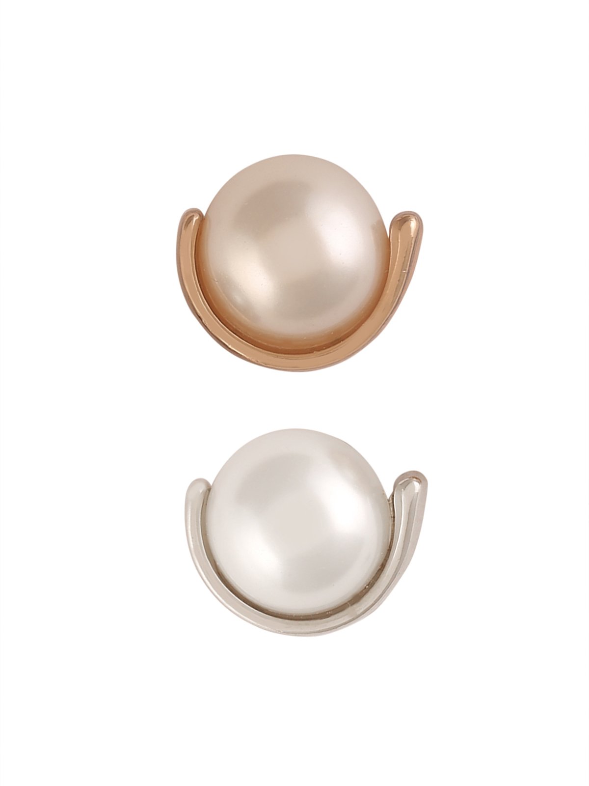 Shiny Gold & Silver Round Shape Fancy Pearl Button