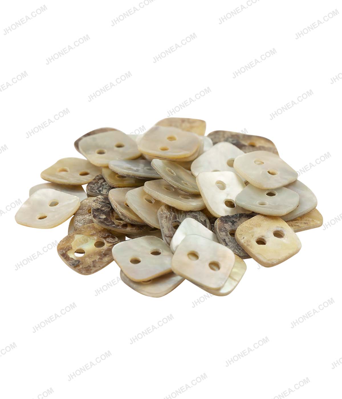 Square Shape Iridescent Rainbow 2-Hole Natural Buttons
