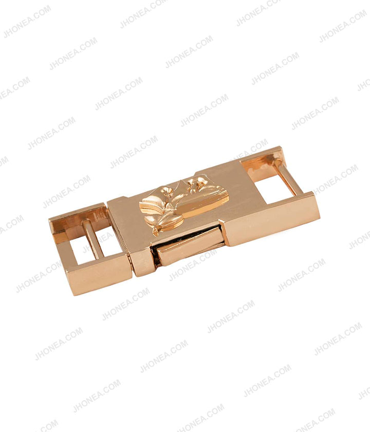 Smooth Shiny Gold Rose Embossed Side Release Buckle