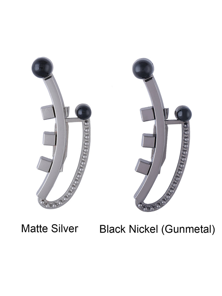 Unique Shape Matte Silver/Black Nickel (Gunmetal) Colour Beautiful Design Brooch Pin