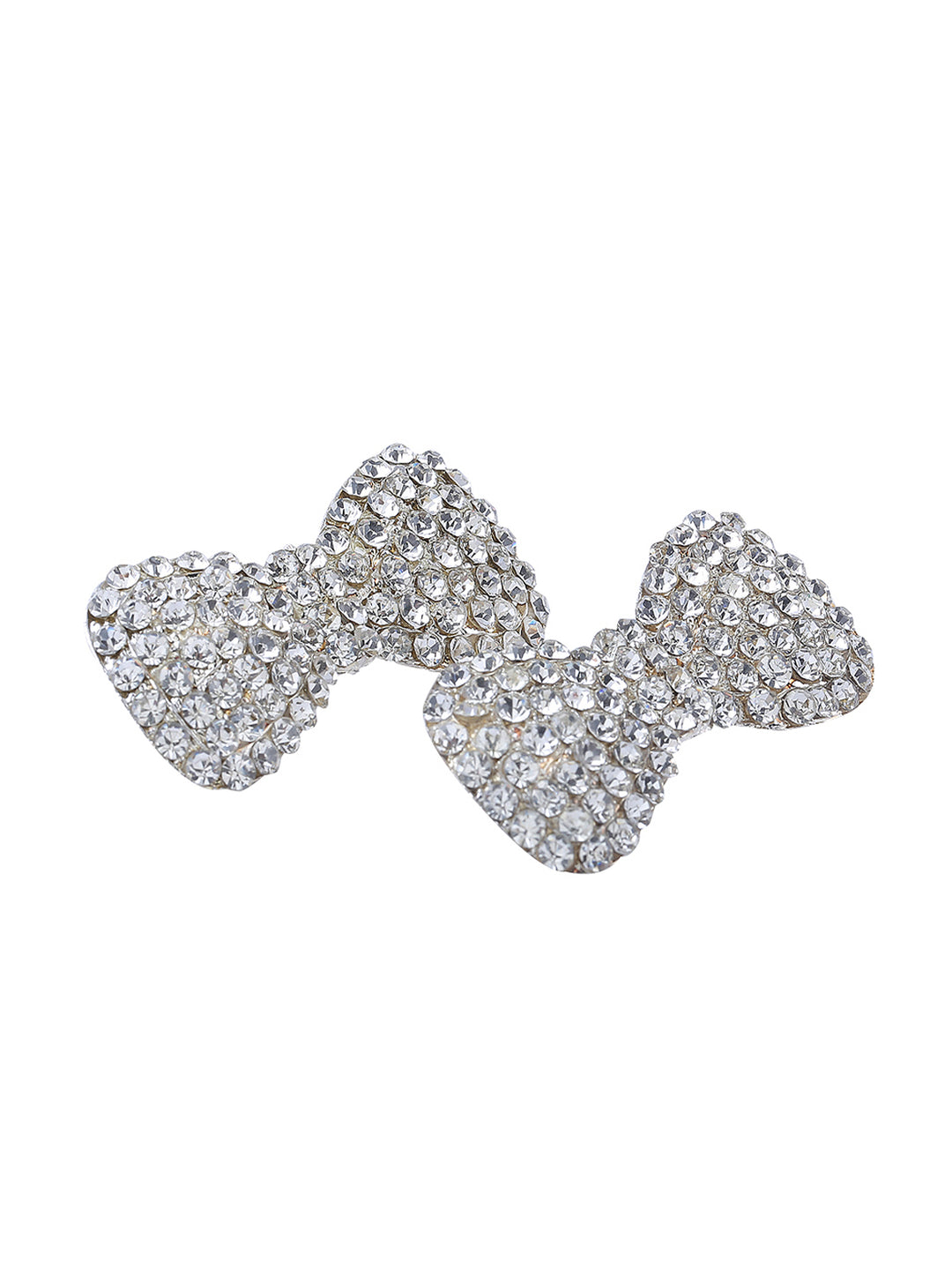 Sparkling Shiny Silver Diamond Bow Brooch