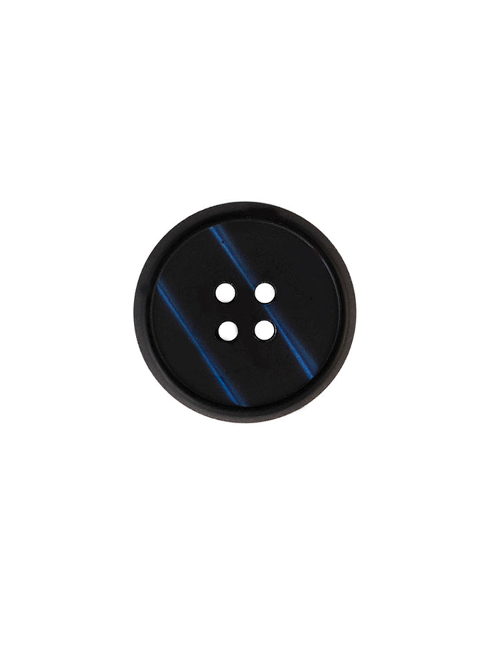 Black with Blue Color Round Shape 4-Hole Thick Edge Blazer/Coat Button