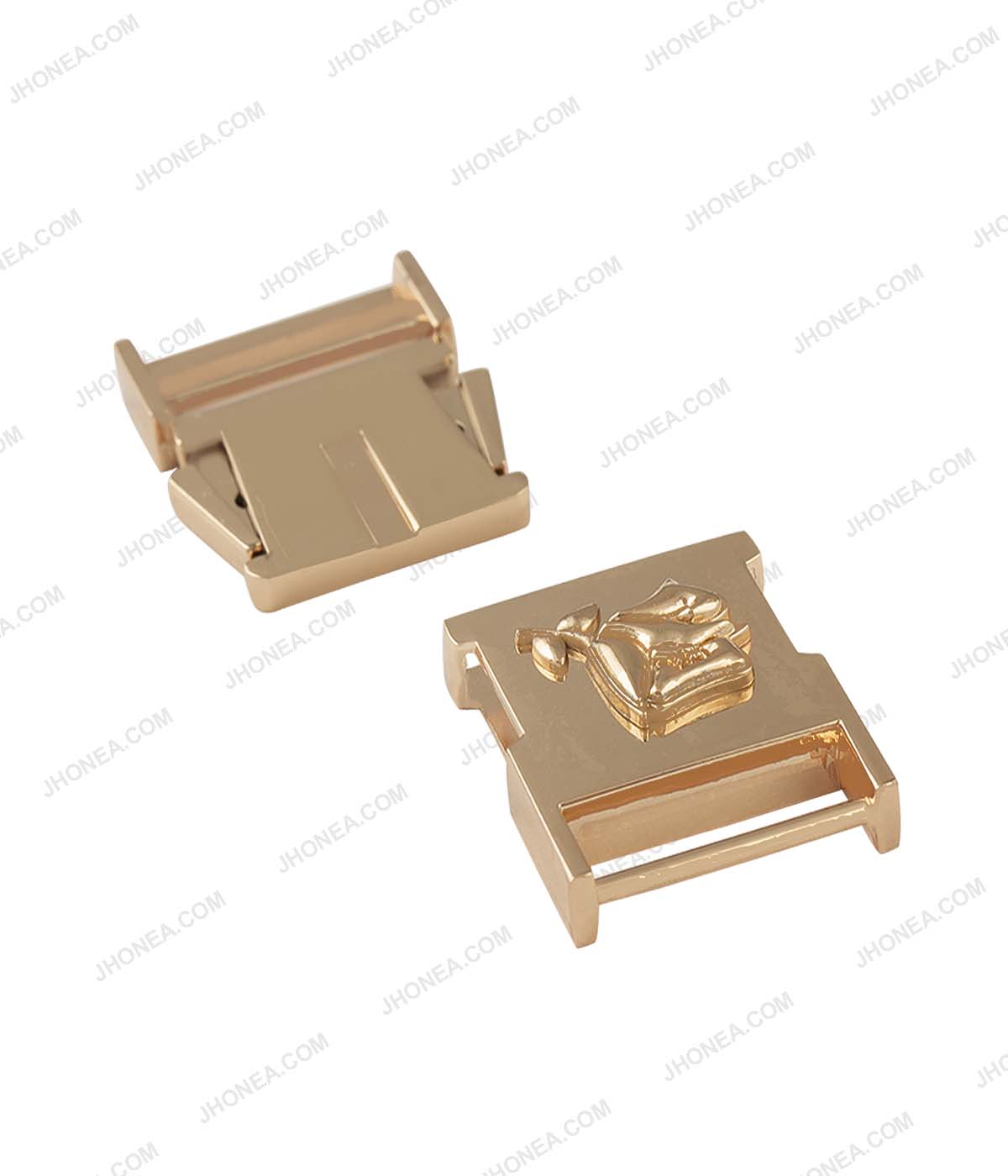 Smooth Shiny Gold Rose Embossed Side Release Buckle