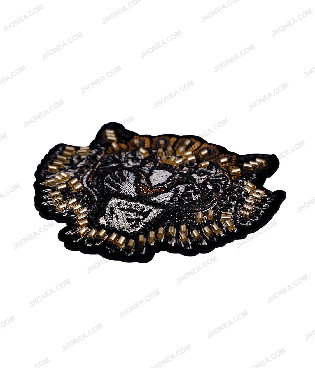 Ferocious Tiger Pipe Beaded Embroidered Animal Patch