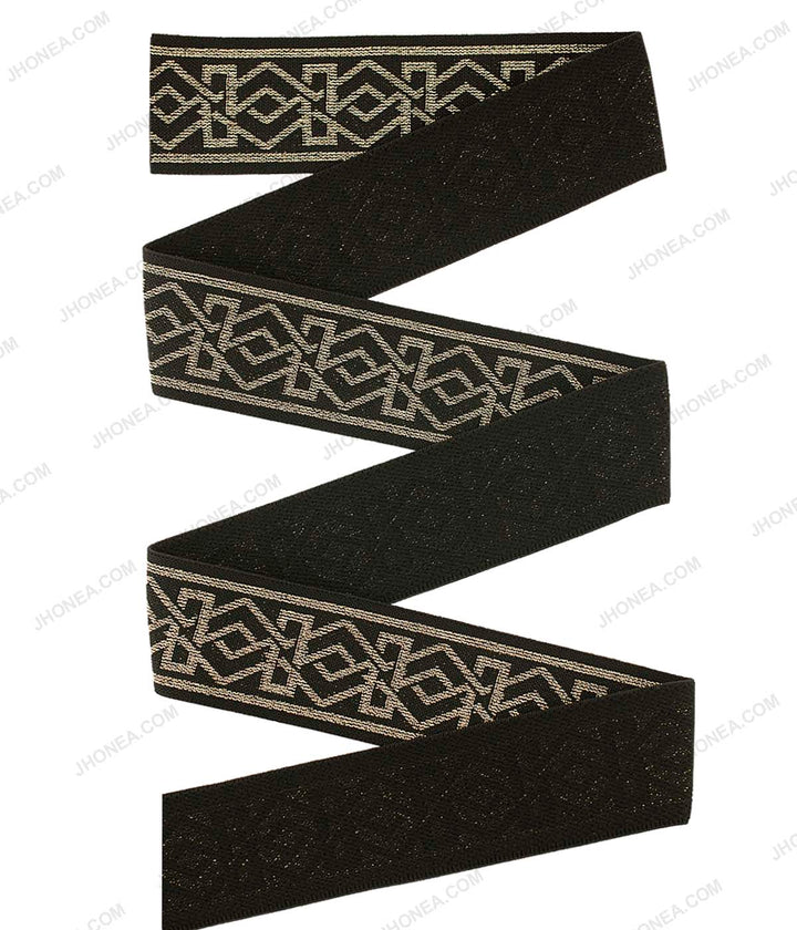 2inch 5cm Shimmery Lurex Thread Geometric Pattern Decorative Elastic