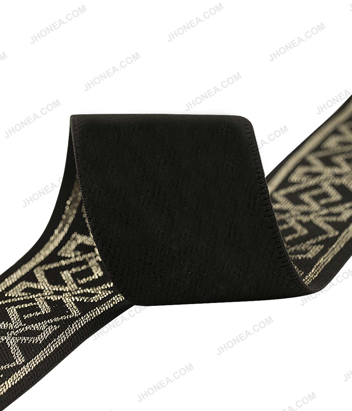 2inch 5cm Shimmery Lurex Thread Geometric Pattern Decorative Elastic
