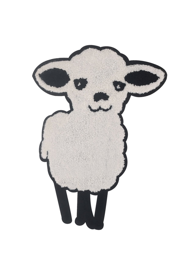 Black with White Cute Lamb Sew on Chenille Embroidery Patch