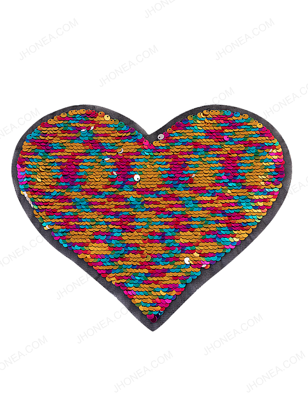 Heart Shape Reflective Multicolor Reversible Sequins Patch