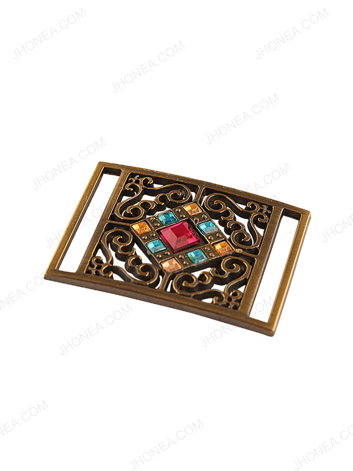 Filigree design with rhinestone accents Belt Buckle