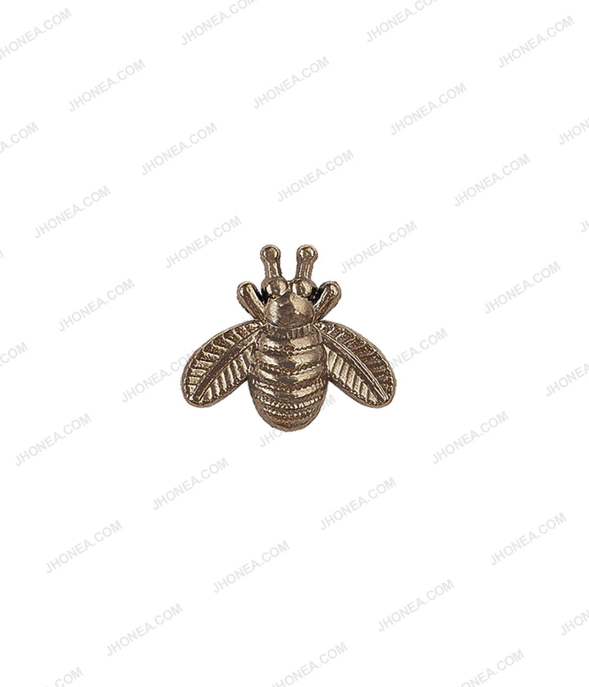 Engraved Honeybee Design Iron On Hot Fix for Suits/Blazers in Gunmetal Color