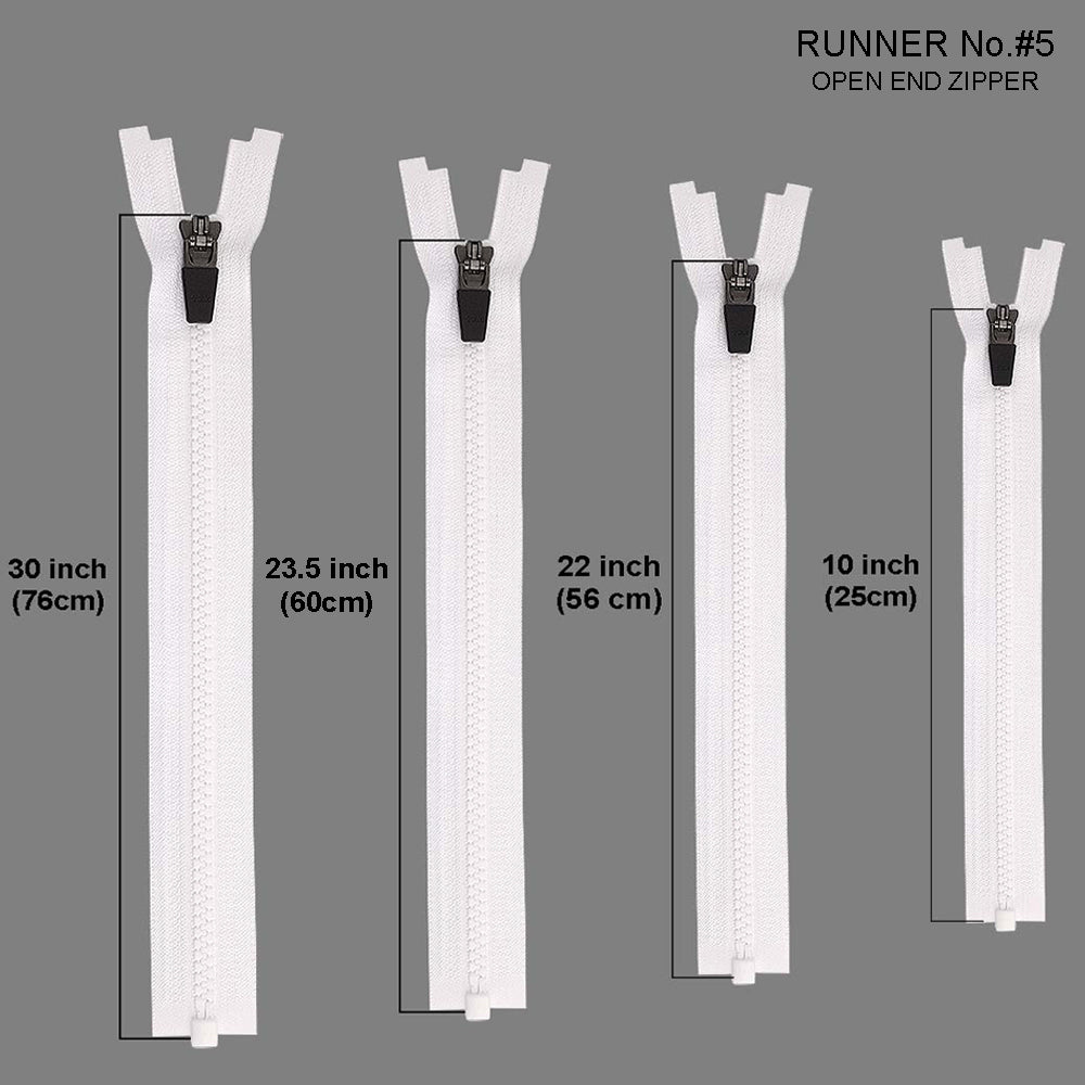 YKK- #5 Solid White Vislon Open-End YKK Zipper