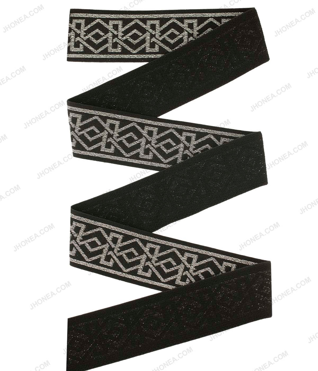 2inch 5cm Shimmery Lurex Thread Geometric Pattern Decorative Elastic