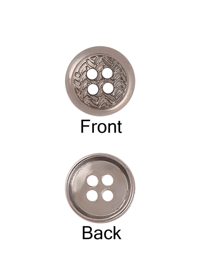 Engraved Design 4-Hole Round Shape Metal Button