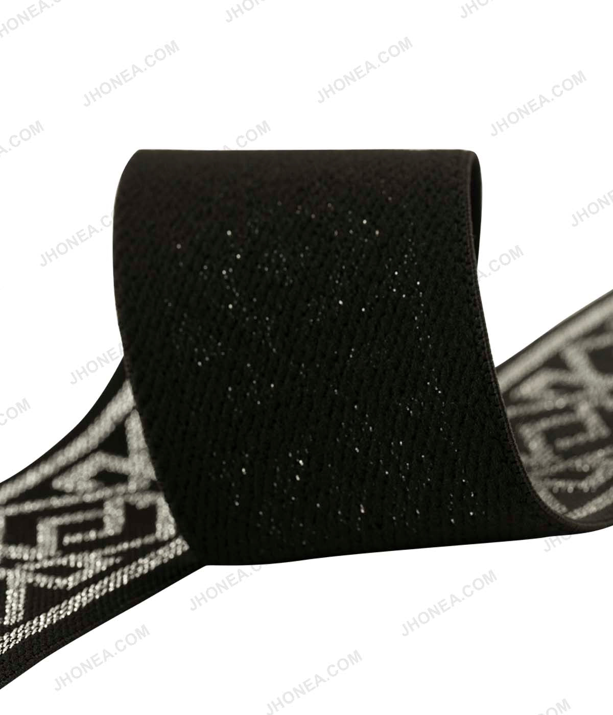 2inch 5cm Shimmery Lurex Thread Geometric Pattern Decorative Elastic