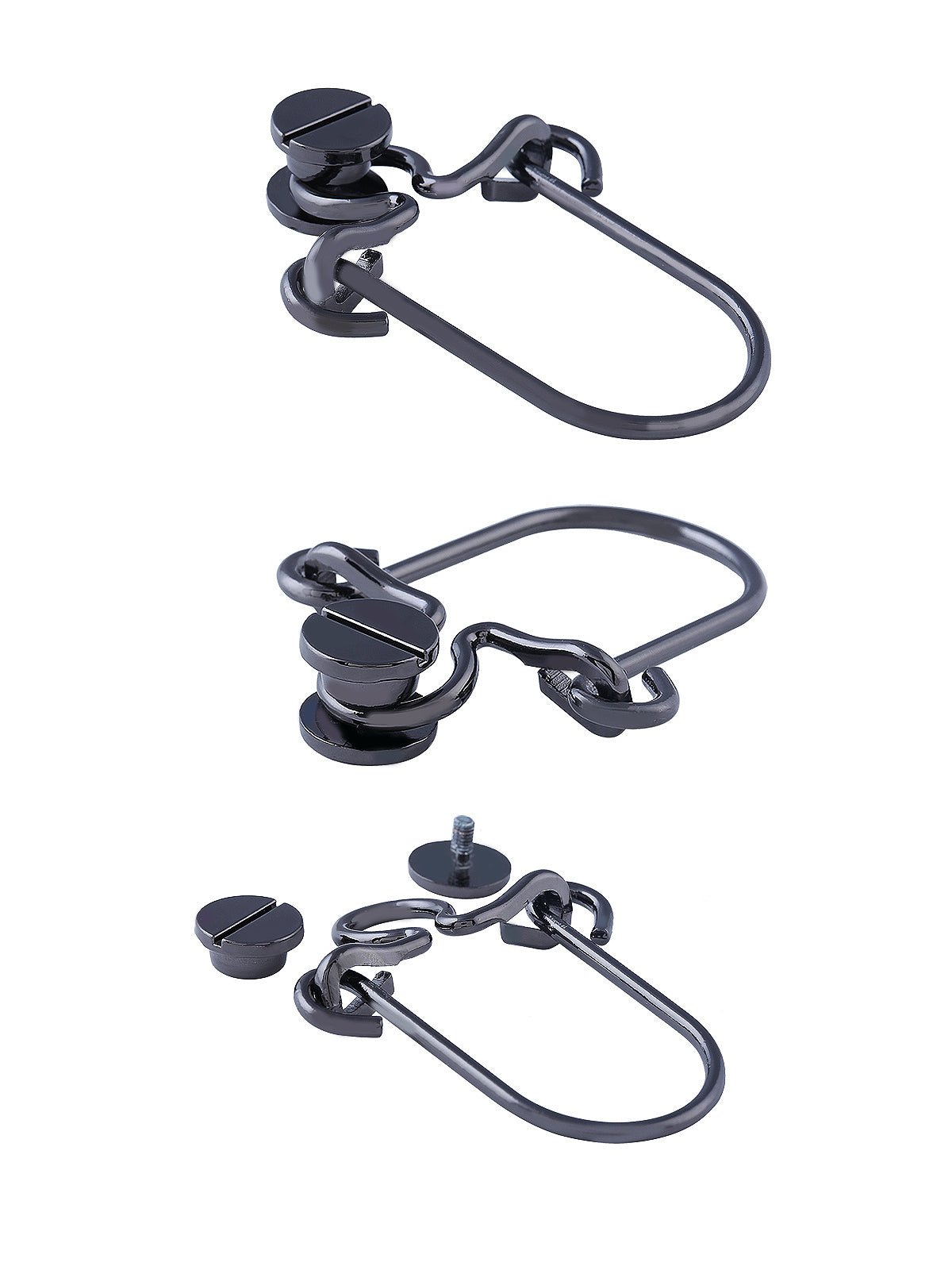 Very Fashionable & Unique Design in Shiny Black Nickel (Gunmetal) Colour Nut-Bolt Screw Fashion Accessory