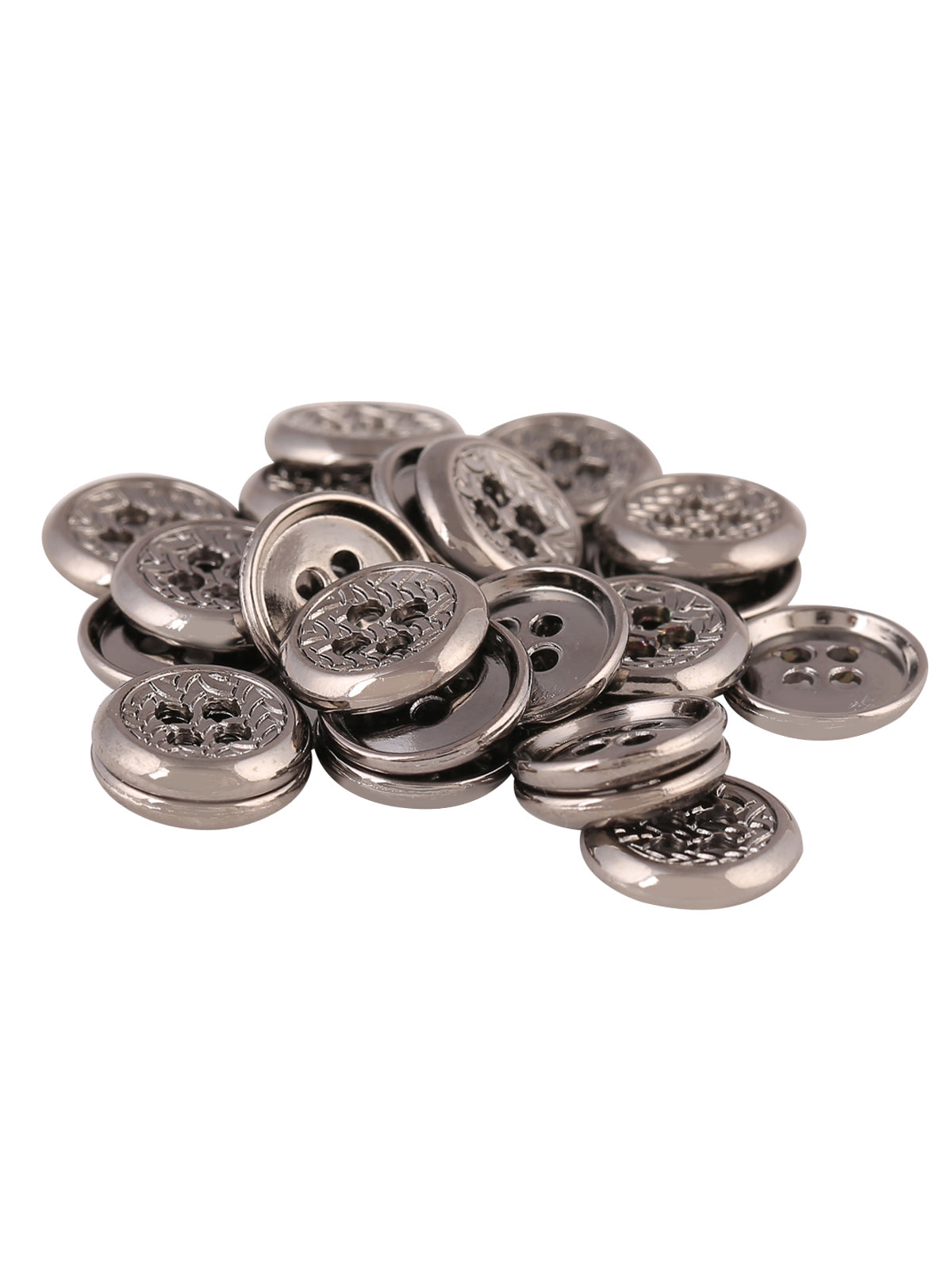 Engraved Design 4-Hole Round Shape Metal Button