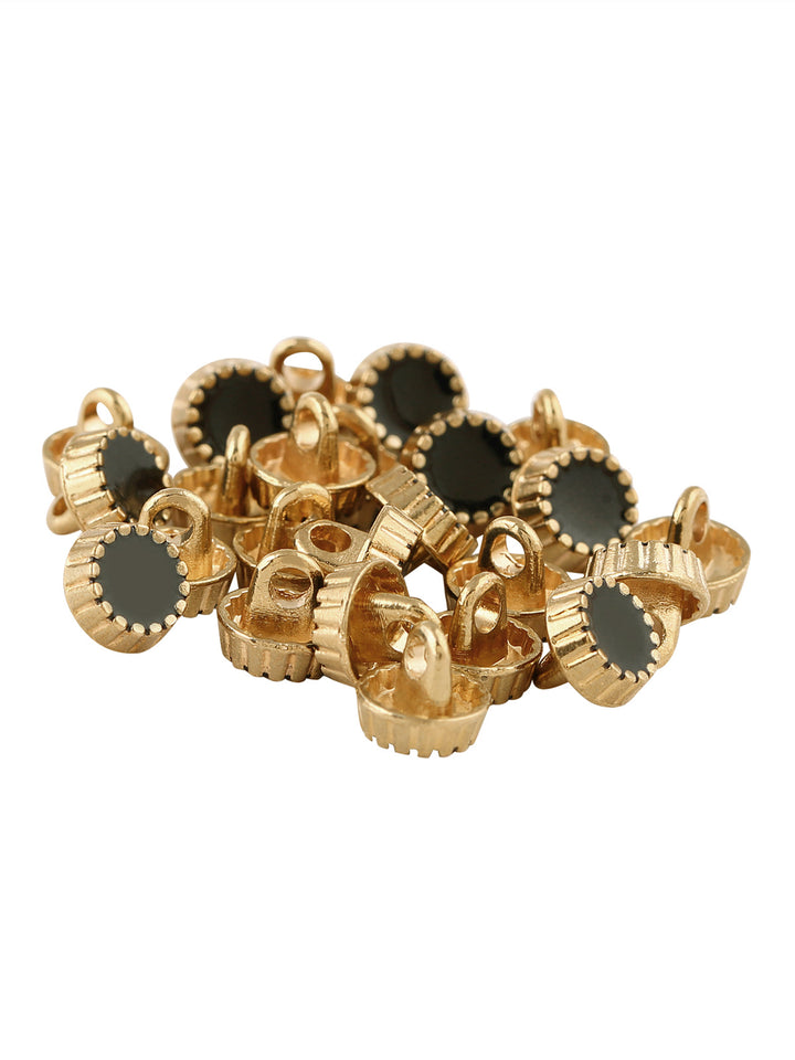Accented Edges Gold with Black 8mm Shirt Button