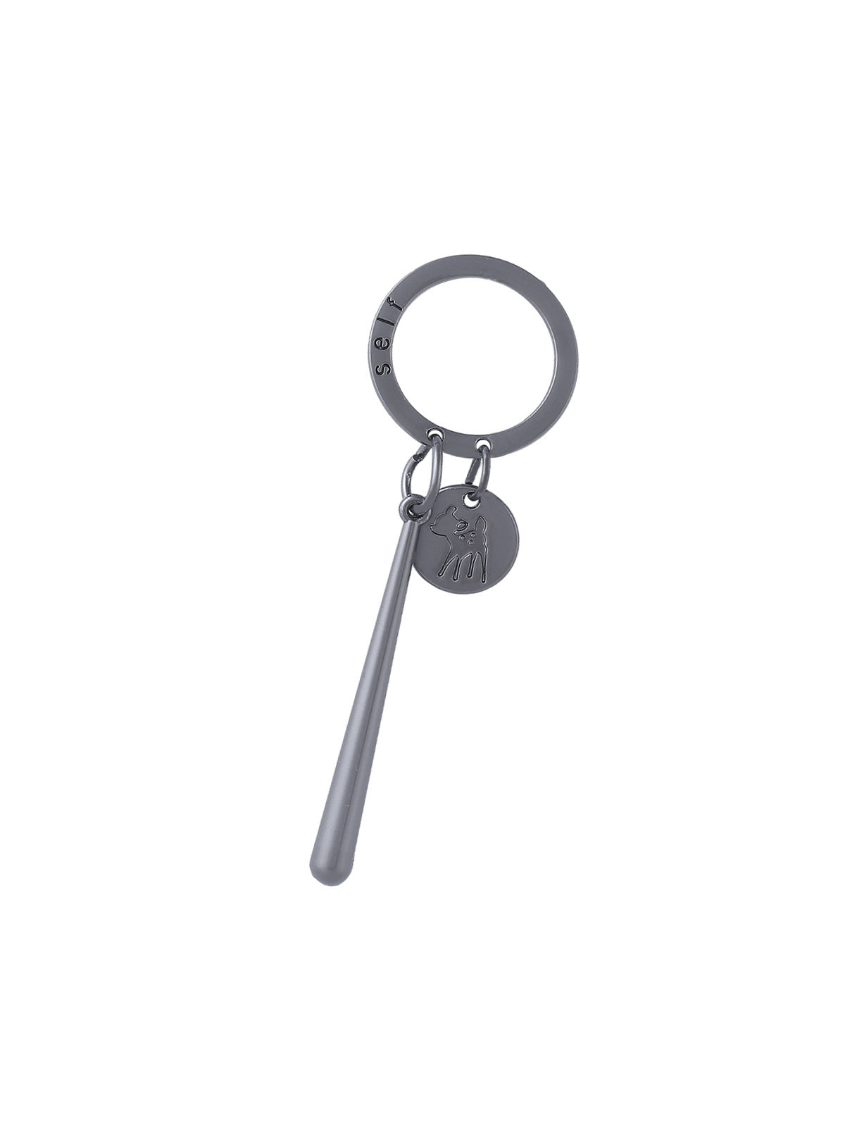 Simple Keychain Design Silver Grey Loopy Hanger